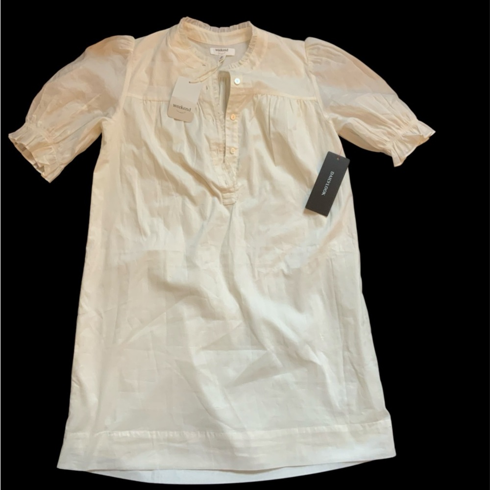 New Weekend Half Button Shirtdress White XS girl cottagecore tunic